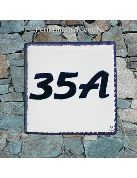 Numéro de maison chiffre ou lettre et bord bleu pose horizontale