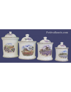 Série de Pot de cheminée rond en faience blanche collection paysages de Provence