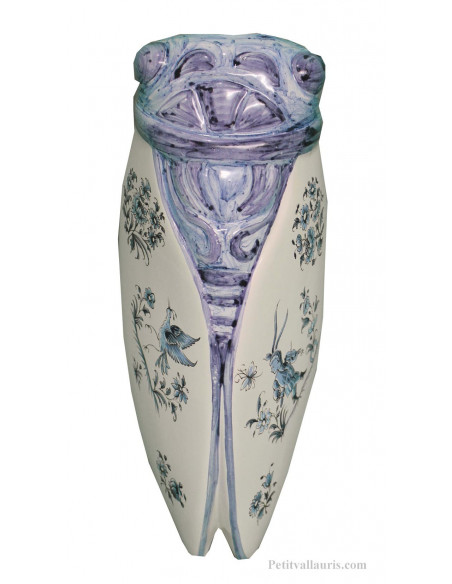 Cigale faïence céramique décor inspiration Tradition Vieux Moustiers bleu (T.5)