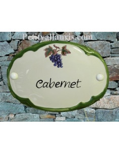 Plaque de porte ovale verte décor grappe de raisin