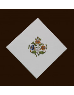 Carreau fleur médium polychrome décor Tradition Vieux Moustiers pose horizontale