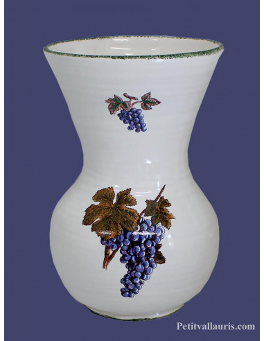 Vase Nadine en faïence décor Grappe de raisin taille 2