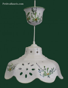 Suspension décorative céramique décor Fleuri vert