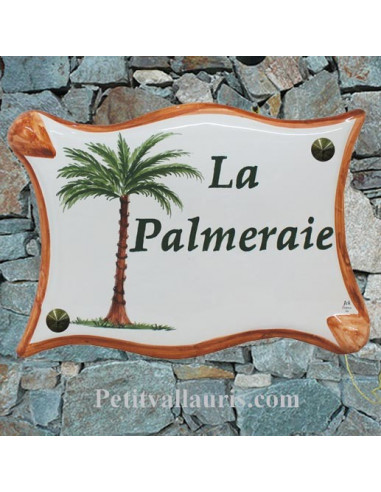 Plaque parchemin pour votre maison en céramique Le Palmier