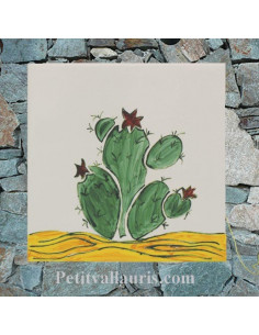 Carreau décor naif n°3 - cactus