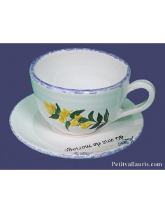 Tasse à thé décor et inscription personnalisée décor brins de gentiane 
