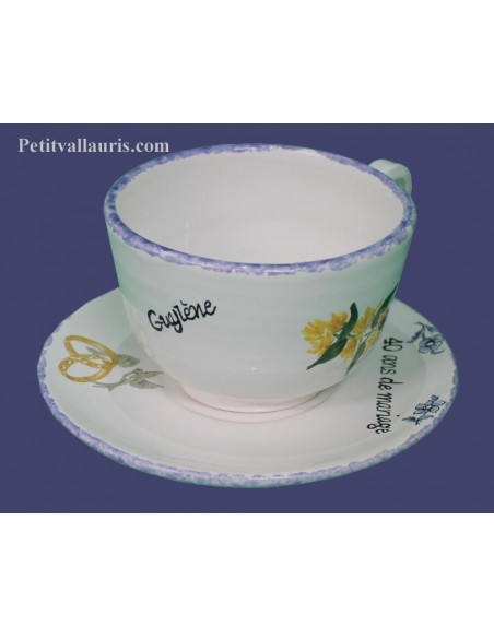 Tasse à thé décor et inscription personnalisée décor brins de gentiane 