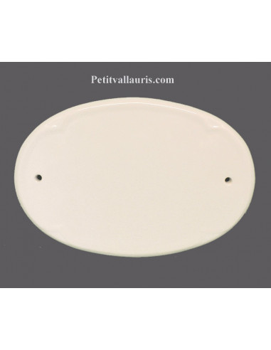 Plaque de porte ovale en céramique unie blanche