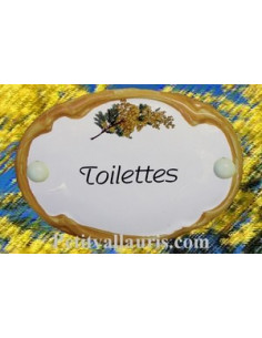 Plaque de porte ovale Toilettes brin de mimosas