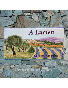 Plaque funéraire en céramique motif paysage provençal avec votre personnalisation