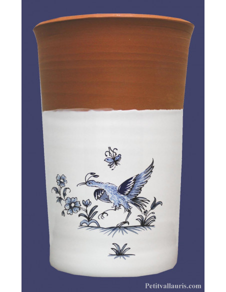 Brique à vin décor Tradition Vieux Moustiers bleu motif oiseau ref 5201