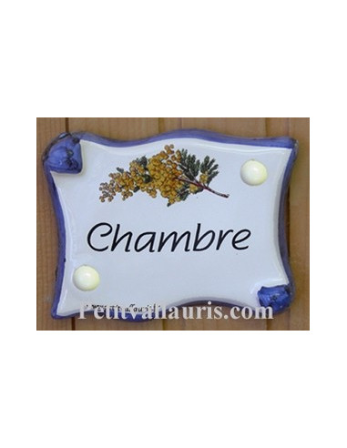 Plaque de porte parchemin Chambre décor mimosas