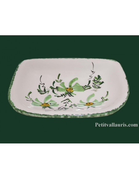 Porte savon en céramique modèle Annie décor Fleurs vertes