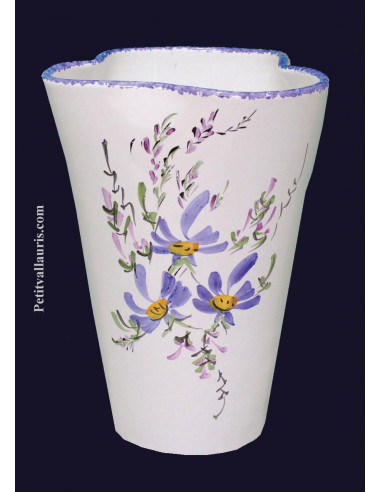 Vase modèle Glaïeul en faïence décor Fleuri hauteur 20 cm