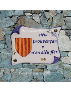 Plaque de Maison parchemin en céramique motif blason provençal et marquage personnalisé
