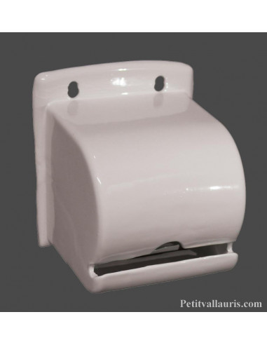 Dérouleur-dévidoir de papier toilette fermé en céramique émaillée blanche