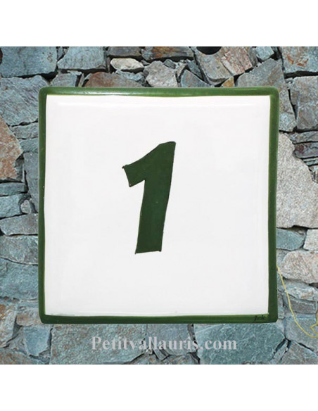 Numéro de maison chiffre ou lettre et bord vert pose horizontale