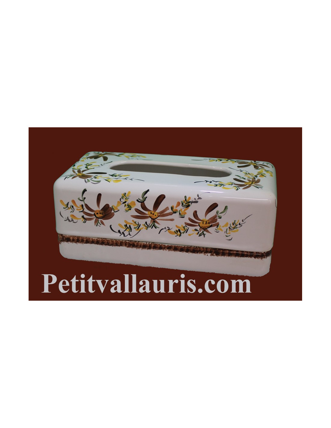 Boîte ceramique blanche à mouchoirs en papier motif Fleuri rose