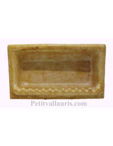 Porte savon en faience modèle rectangle à encastrer de couleur dégradée ocre jaune brillant
