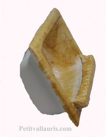 Porte savon en faience modèle rectangle à encastrer de couleur dégradée ocre jaune brillant
