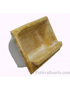 Porte savon en faience modèle rectangle à encastrer de couleur dégradée ocre jaune brillant