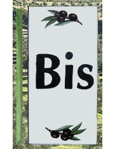 Plaque de rue inscription BIS décor brins d'olives