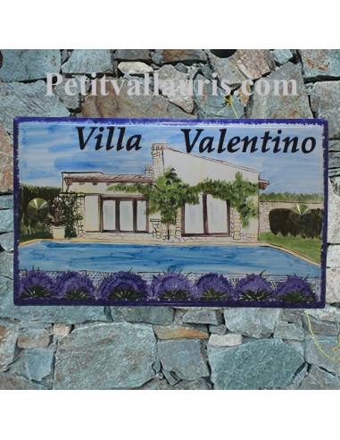 Grande plaque de maison en céramique modèle rectangle avec motif artisanal motif Client villa bord de mer noire