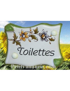 Plaque de porte parchemin Toilettes vieux moustiers polychrome