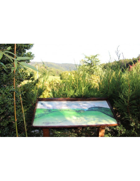 Fresque en faience décor paysage Tarn avec 3 arbres taille 100 x40 cm