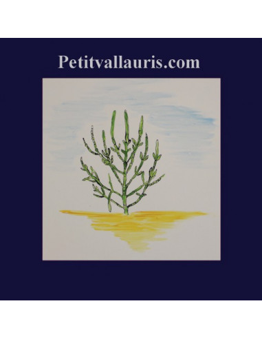 Carrelage décor plante marine salicorne sur 20 x 20 cm