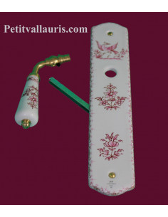 Plaque de propreté avec poignée en porcelaine modèle sans serrure motif tradition rose