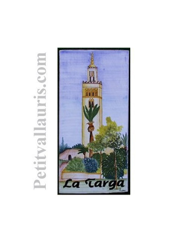 Plaque de Maison en céramique émaillée décor artisanal minaret afrique du nord + inscription personnalisée