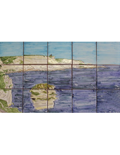 Fresque murale sur carreaux de faience décor artisanal modèle falaise de Bonifacio 30x50
