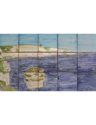 Fresque murale sur carreaux de faience décor artisanal modèle falaise de Bonifacio 30x50
