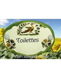 Plaque de porte ovale Toilettes vieux moustiers polychrome