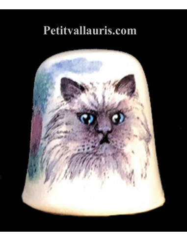 Dés à coudre en faïence décorative motif le chat persan
