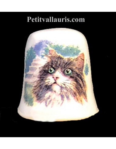 Dés à coudre en faïence décorative motif le chat sibérien