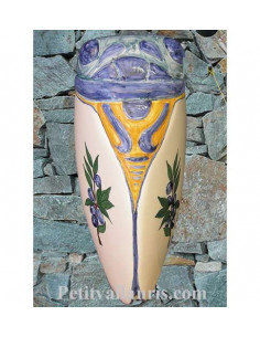 Cigale murale en céramique motif artisanal provençal olives bleues Taille 4