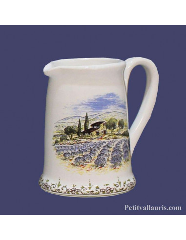 Petit pot à lait en faience blanche décor motifs paysages provençaux