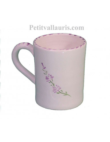 Chope - Mug en céramique blanche décor fleurs de lavande mauve-parme collection Nana'60 avec personnalisation possible