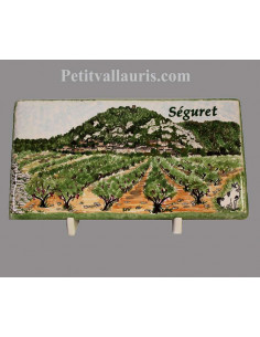 Plaque funéraire en céramique modèle rectangulaire paysage village de provence avec votre personnalisation