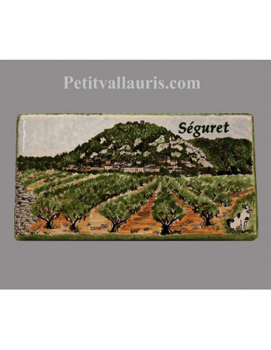 Plaque funéraire en céramique modèle rectangulaire paysage village de provence avec votre personnalisation