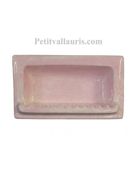 Porte savon en faience modèle rectangle à encastrer de couleur dégradée uni rose brillant