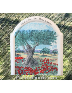 Fresque moulure champ d'oliviers et texte personnalisable