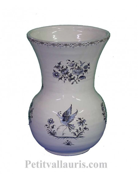Vase en faience modèle Nadine Taille 2 reproduction décor tradition vieux moustiers bleu