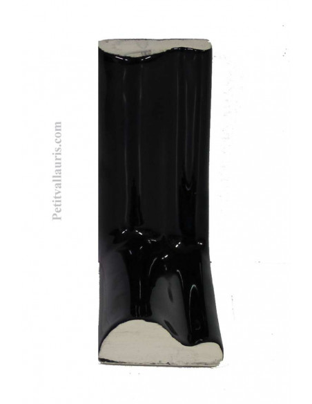 Listel d'angle droit concave modèle corniche en faience émaillée couleur unie noir brillant