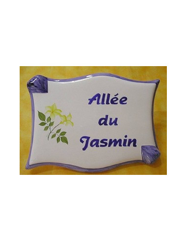 Plaque de forme parchemin décor personnalisé Jasmin