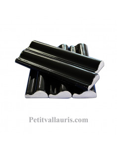 Listel de finition modèle corniche en faïence émaillée couleur noir brillant