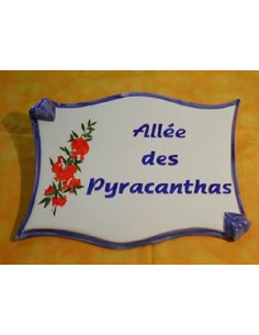 Plaque de forme parchemin décor personnalisé Les Pyracanthas