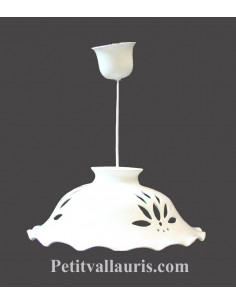 Suspension-luminaire en céramique unie blanche diamètre 37 cm